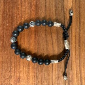John Varvatos Onyx Beaded Bracelet with Silver Beads containing Black Diamonds